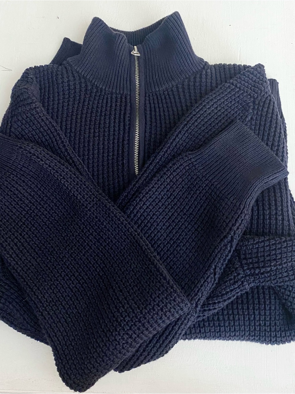 J. Crew men’s rugged cotton 1/4-zip sweater deep indigo MED H2713
